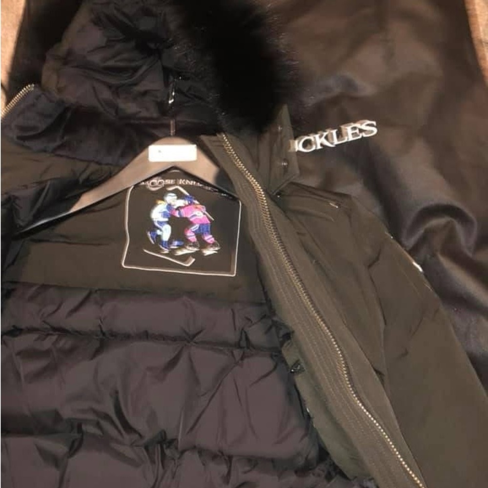 Moose Knuckles Black Puffer Jacket with Fur Trim